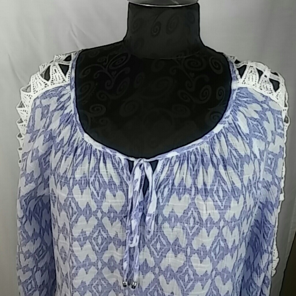 Alyx top Lace Sleeves Boho Purple Size L #W4 - Picture 3 of 7